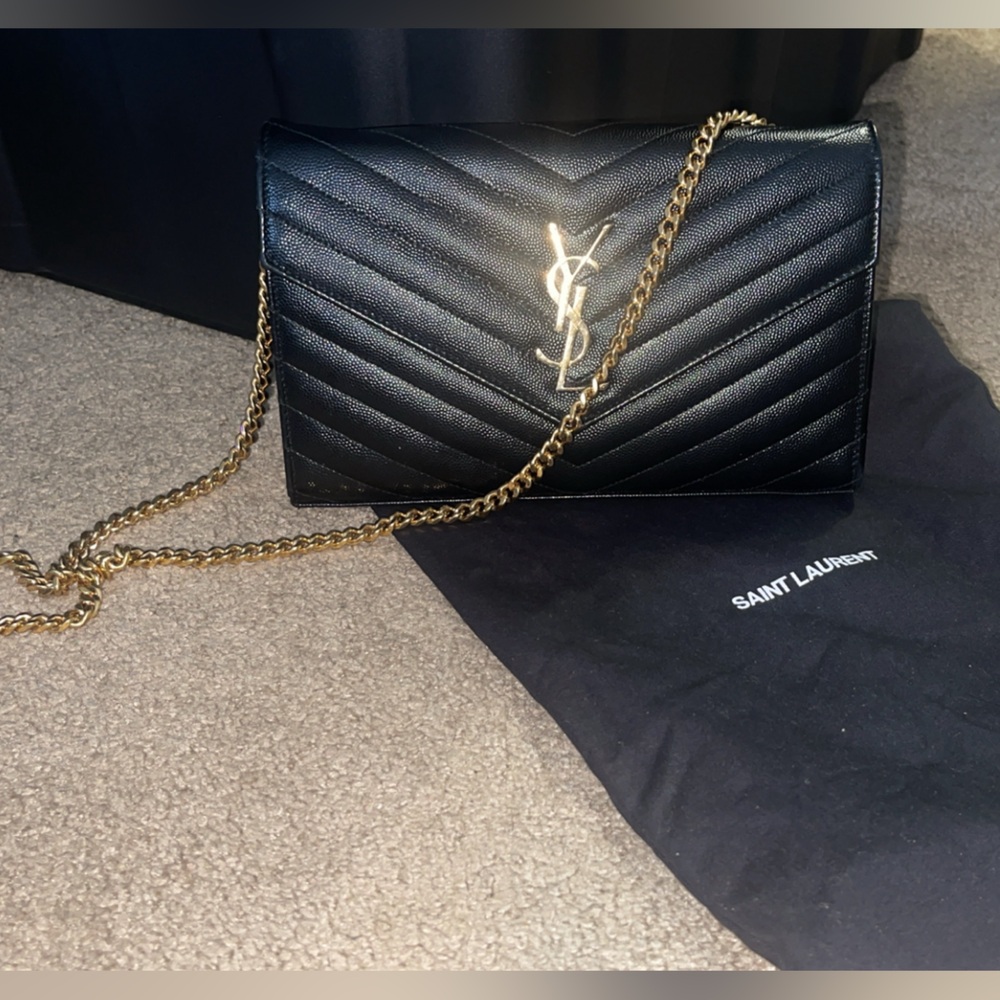 Saint Laurent Black Quilted Leather Chain Bag